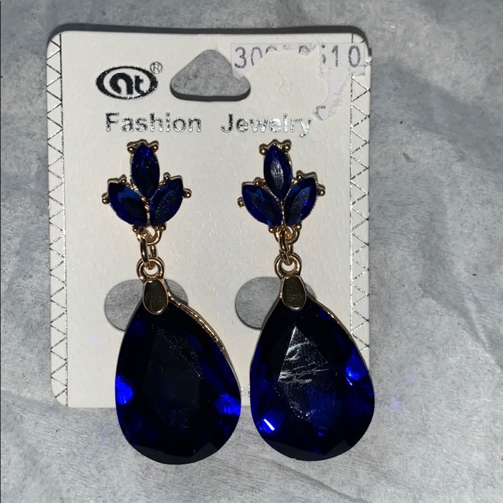 Blue stone drop earrings